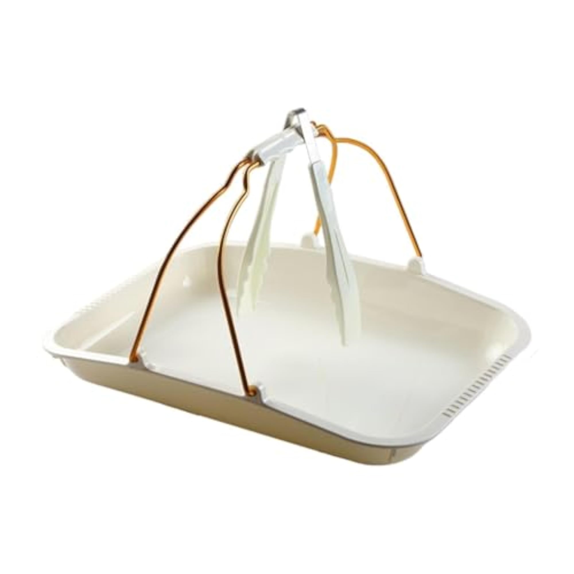 Rectangular Handheld Bakery Basket with Gold Handle